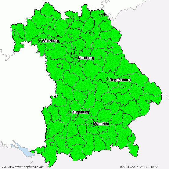 Aktuelle Unwetterwarnungen f�r Bayern