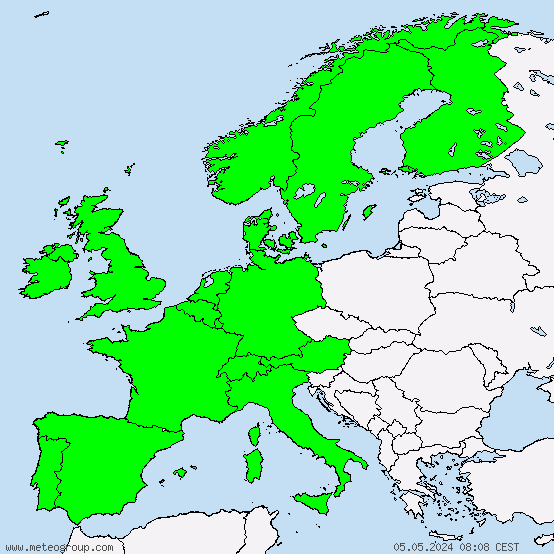 Europa - Avvisi di strade ghiacciate