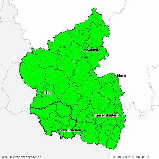 Aktuelle Unwetterwarnungen für Rheinland-Pfalz