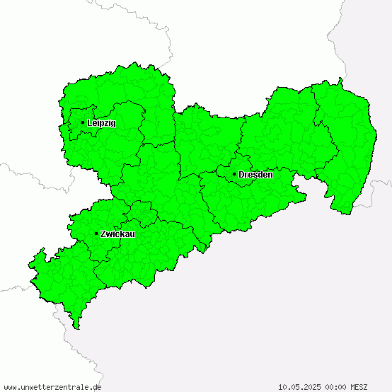 Aktuelle Unwetterwarnungen für Sachsen