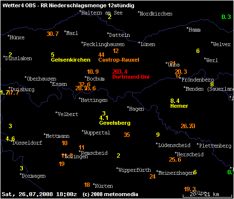 12stündige Niederschlagsmengen