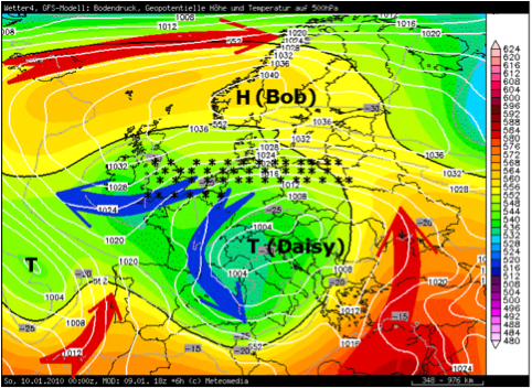 Bodenwetterkarte von Sonntag, den 10.01.2010, 1 Uhr MEZ