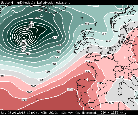 Bodendruckanalyse vom 26.01.2013, 13 Uhr MEZ