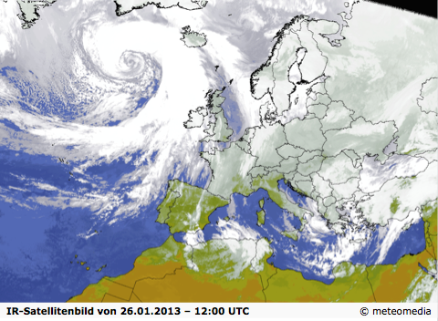 IR-Satellitenbild vom 26.01.2013, 13 Uhr MEZ