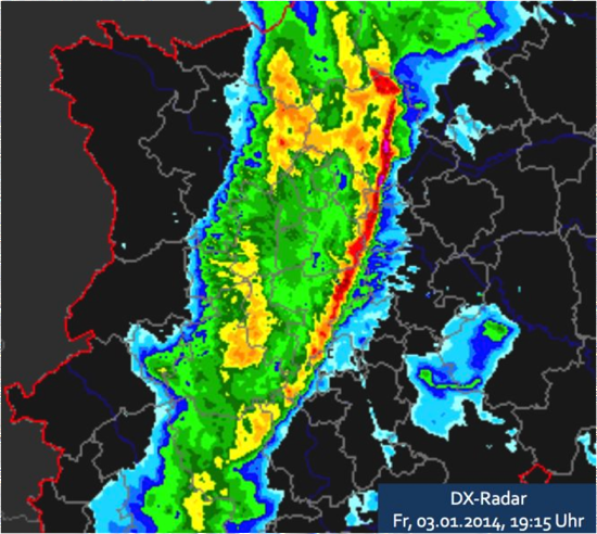 Hochaufgelöstes Niederschlagsradarbild