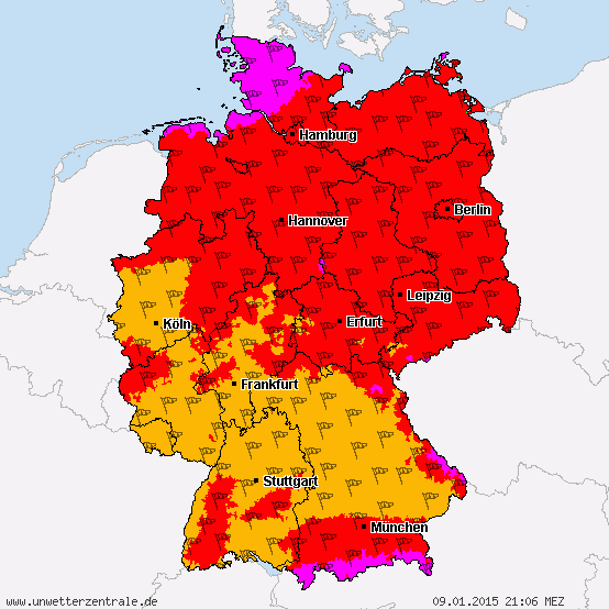 Warnkarte der Unwetterzentrale