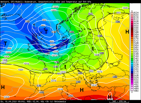 Großwetterlage Anfang April 2010