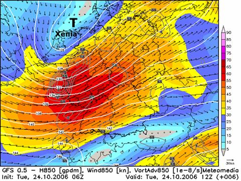 850 hPa Mittelwindvorhersage