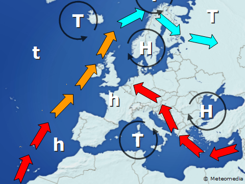 schematische Darstellung der Wetterlage vom 14.04.2007