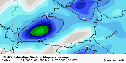6stündige Niederschlagsmengenvorhersage