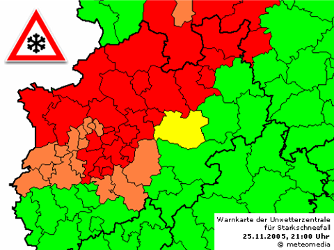 Warnkarte der MeteoGroup Unwetterzentrale