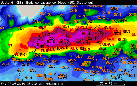 24stündige Niederschlagsmengen Münsterland