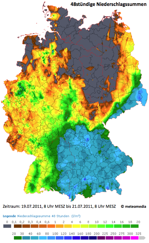 48stündige Niederschlagssummenkarte