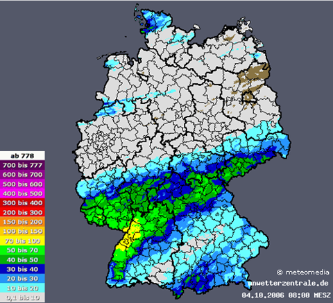 Niederschlagssummenkarte