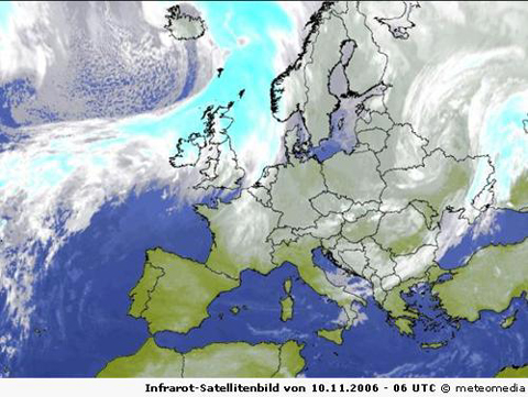 Infrarot-Satellitenbild vom 10.11. morgens um 7 Uhr MEZ