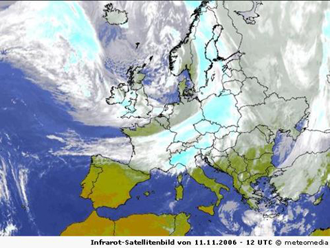 Infrarot-Satellitenbild vom 11.11. mittags um 13 Uhr MEZ