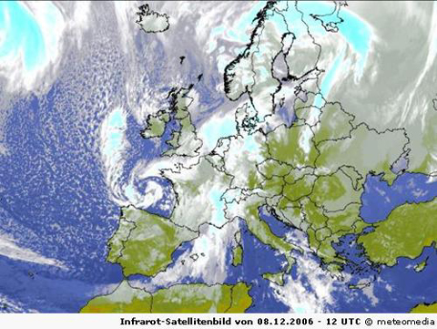 Infrarot-Satellitenbild von 08.12.2006 - 12 UTC