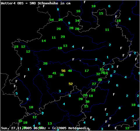 Gesamtschneehöhen am 27.11.2005, morgens