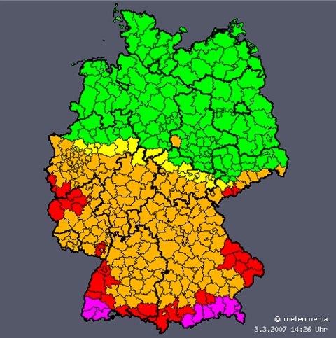 Warnkarte der Unwetterzentrale Deutschland