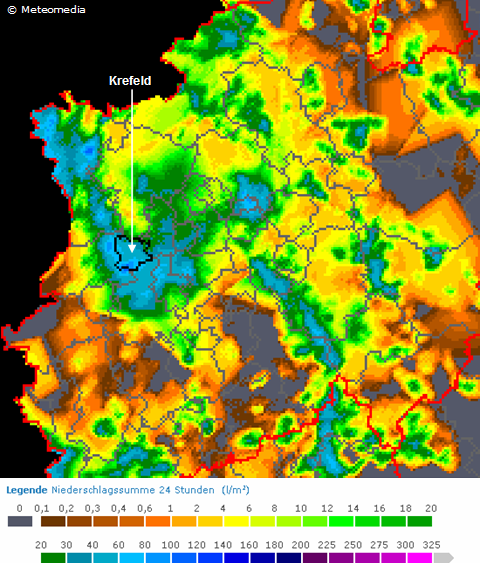 24stündige Niederschlagssummenkarte