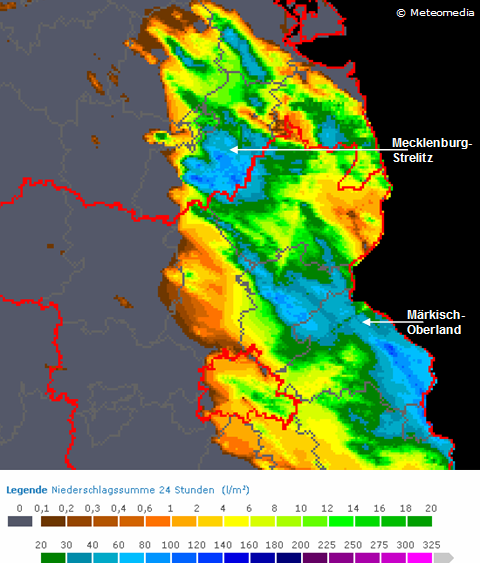 24stündige Niederschlagssummenkarte
