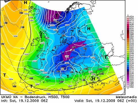 Großwetterlage am 19.12.2009, 07 Uhr MEZ