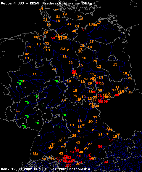 24stündige Niederschlagsmengen