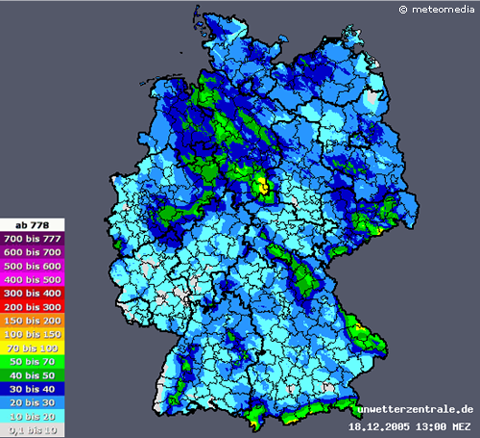 Niederschlagssummenkarte