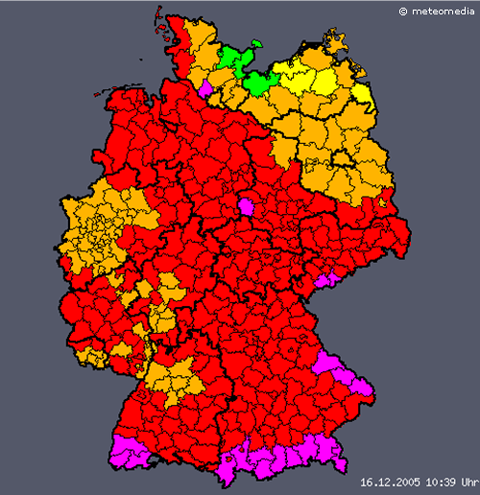 Warnkarte der Unwetterzentrale für Deutschland