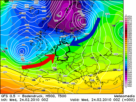 Wetterlage am 24.02.2010 um 01 Uhr MEZ
